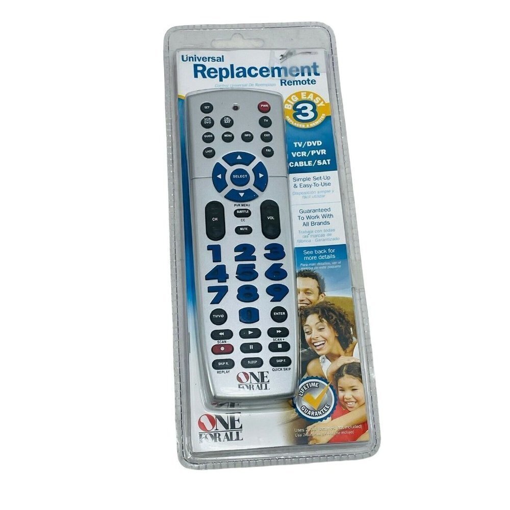 One For All Universal Brand Replacement Remote Big Number Button Tv DVD Urc3220